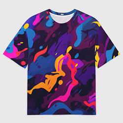 Мужская футболка оверсайз Камуфляж из разноцветных красок