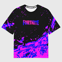Футболка оверсайз мужская Fortnite neon logo steel, цвет: 3D-принт