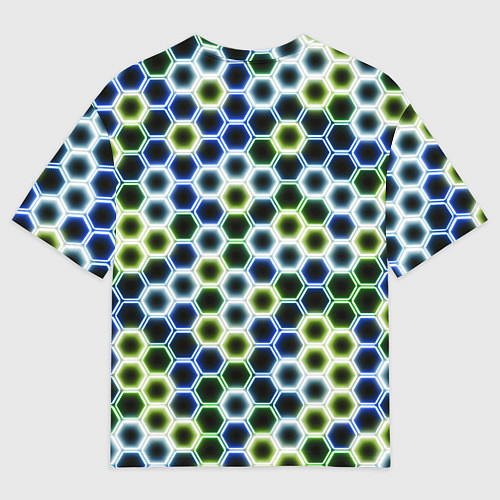 Мужская футболка оверсайз Светящиеся соты / 3D-принт – фото 2