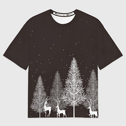 Футболка оверсайз мужская Олени в лесу, цвет: 3D-принт