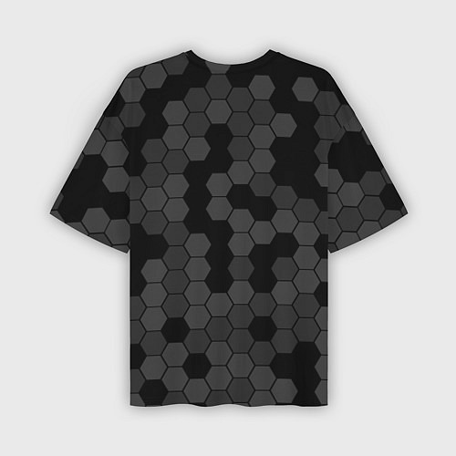Мужская футболка оверсайз Камуфляж гексагон черный / 3D-принт – фото 2