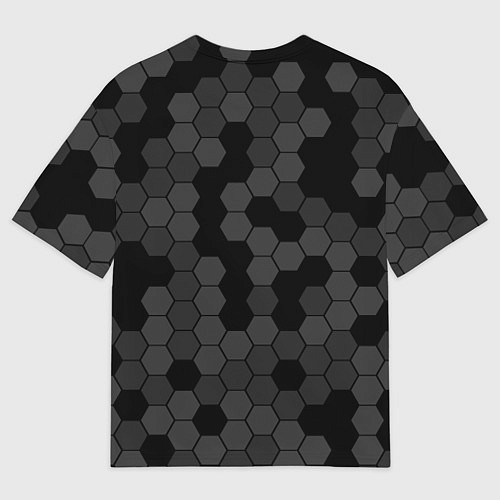 Мужская футболка оверсайз Камуфляж гексагон черный / 3D-принт – фото 2