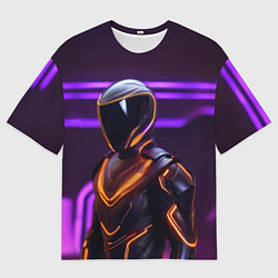 Мужская футболка оверсайз Неоновый футуристичный гонщик