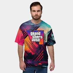Футболка оверсайз мужская GTA 6 аbstract logo, цвет: 3D-принт — фото 2