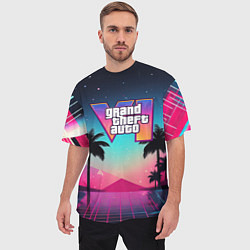 Футболка оверсайз мужская GTA 6 summer abstract, цвет: 3D-принт — фото 2