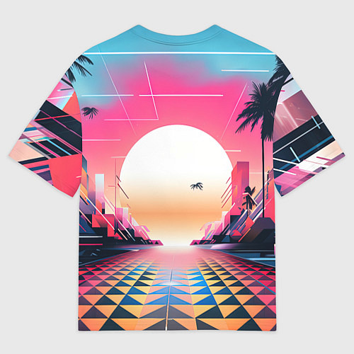 Мужская футболка оверсайз GTA 6 retro abstract logo / 3D-принт – фото 2