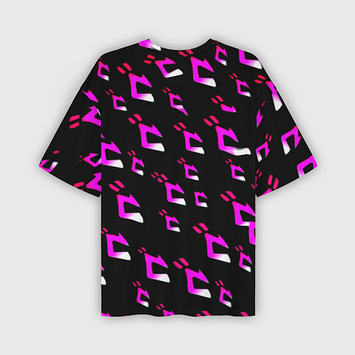 Мужская футболка оверсайз JoJos Bizarre neon pattern logo / 3D-принт – фото 2