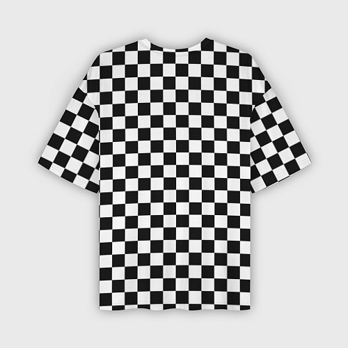 Мужская футболка оверсайз Шахматное поле чёрно-белый / 3D-принт – фото 2