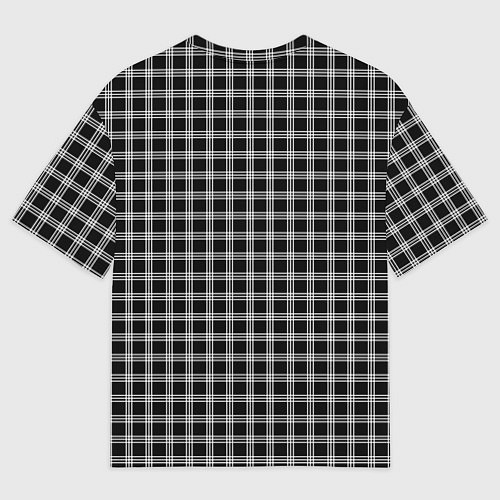 Мужская футболка оверсайз Чёрный клетчатый / 3D-принт – фото 2