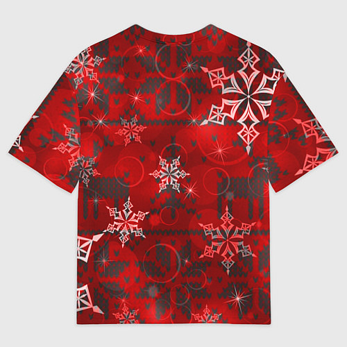 Мужская футболка оверсайз Рождественские узоры снежинки / 3D-принт – фото 2