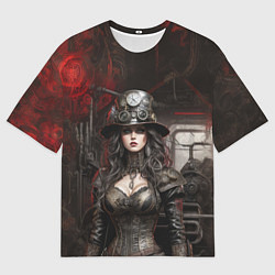 Футболка оверсайз мужская Девушка в цилиндре стимпанк, цвет: 3D-принт