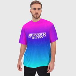 Футболка оверсайз мужская Stranger Things gradient colors, цвет: 3D-принт — фото 2