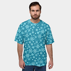Футболка оверсайз мужская Снежный новогодний паттерн, цвет: 3D-принт — фото 2