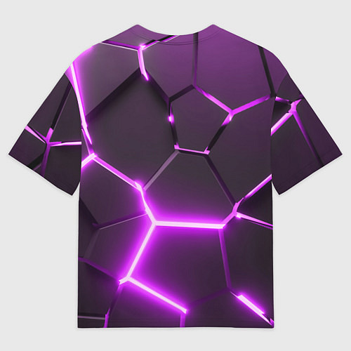 Мужская футболка оверсайз GTA 6 лого на фоне разлома фиолетовых плит / 3D-принт – фото 2