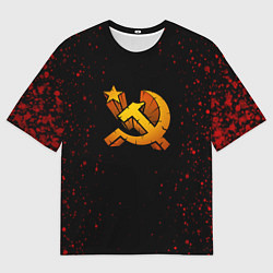 Футболка оверсайз мужская Серп и молот СССР краски, цвет: 3D-принт