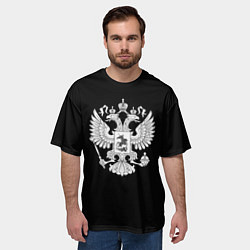 Футболка оверсайз мужская Герб РФ серый патриотический, цвет: 3D-принт — фото 2