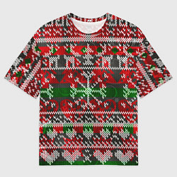 Мужская футболка оверсайз Вязанный орнамент узор