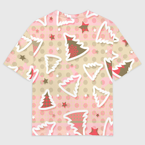 Мужская футболка оверсайз Розовые узоры ёлки / 3D-принт – фото 2