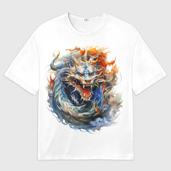 Футболка оверсайз мужская Портрет китайского дракона символа Нового года, цвет: 3D-принт