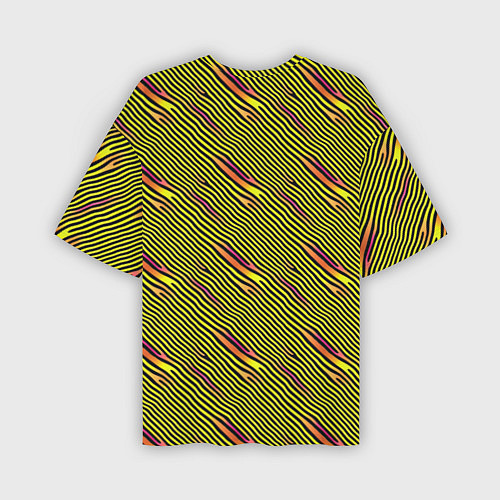 Мужская футболка оверсайз Жёлтые и чёрные линии / 3D-принт – фото 2