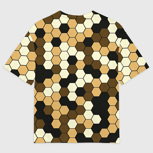 Мужская футболка оверсайз Камуфляж гексагон коричневый / 3D-принт – фото 2