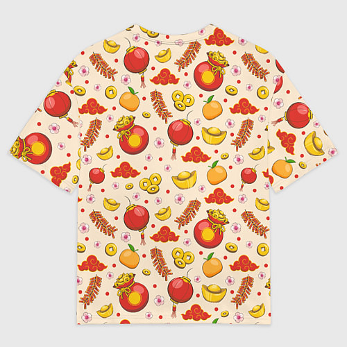 Мужская футболка оверсайз Символы богатства в паттерне / 3D-принт – фото 2