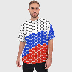 Футболка оверсайз мужская Флаг России из гексагонов, цвет: 3D-принт — фото 2