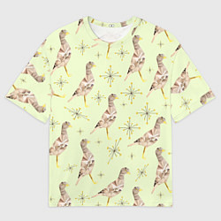 Мужская футболка оверсайз Авдотка птица и снежинка