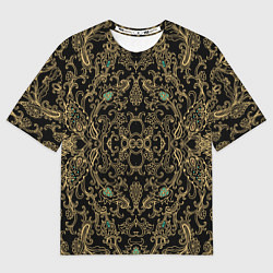 Мужская футболка оверсайз Славянский этнический орнамент с позолотой
