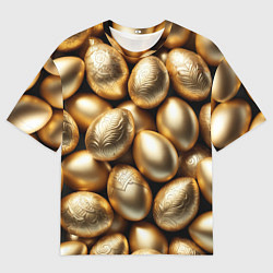 Мужская футболка оверсайз Золотые Пасхальные яйца