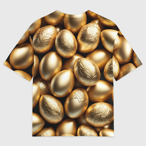 Мужская футболка оверсайз Золотые Пасхальные яйца / 3D-принт – фото 2