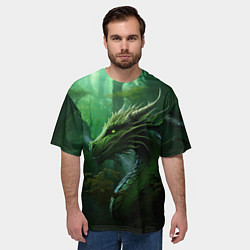 Футболка оверсайз мужская Зеленый лесной дракон 2024, цвет: 3D-принт — фото 2