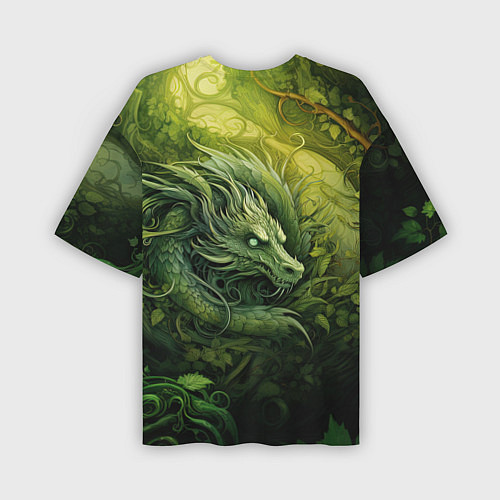 Мужская футболка оверсайз Зеленый лесной дракон 2024 / 3D-принт – фото 2