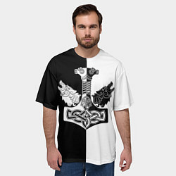Футболка оверсайз мужская Волки и молот Тора, цвет: 3D-принт — фото 2