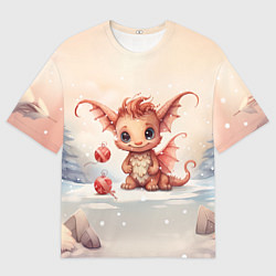 Футболка оверсайз мужская Снежный дракоша 2024, цвет: 3D-принт