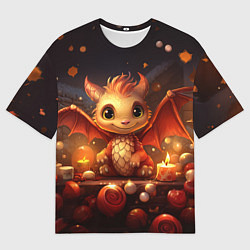 Футболка оверсайз мужская Дракошка в огоньках, цвет: 3D-принт