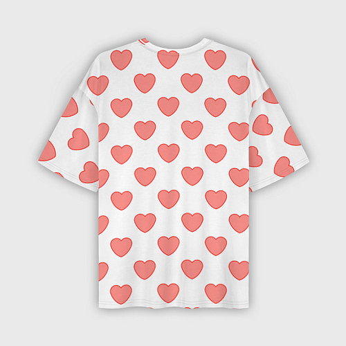 Мужская футболка оверсайз Розовые сердца фон / 3D-принт – фото 2