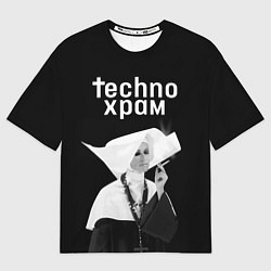 Мужская футболка оверсайз Techno храм курящая монашка
