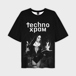Мужская футболка оверсайз Techno храм монашка колдунья