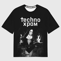 Мужская футболка оверсайз Techno храм монашка колдунья