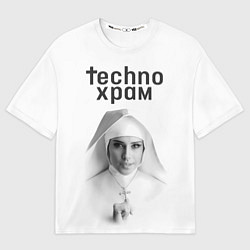 Мужская футболка оверсайз Techno храм монашка улыбается