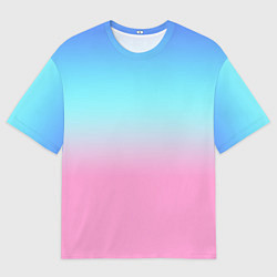 Футболка оверсайз мужская Синий и голубо-розовый градиент, цвет: 3D-принт