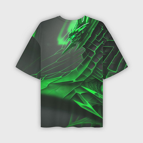 Мужская футболка оверсайз Зелёная сеть на чёрном фоне / 3D-принт – фото 2