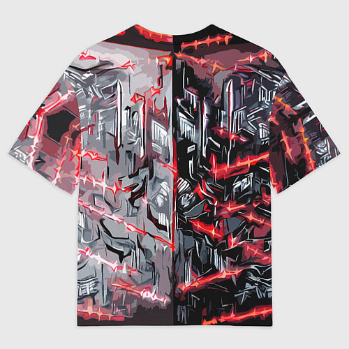 Мужская футболка оверсайз Адский доспех в царапинах / 3D-принт – фото 2