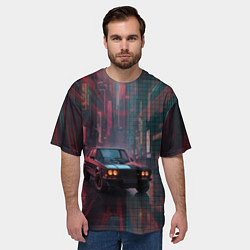 Футболка оверсайз мужская Спорткар на темной улице, цвет: 3D-принт — фото 2