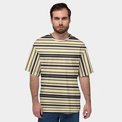 Футболка оверсайз мужская Полосатый жёлто-серый, цвет: 3D-принт — фото 2