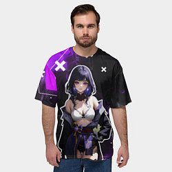 Футболка оверсайз мужская Сёгун Райден в белье - genshin impact, цвет: 3D-принт — фото 2