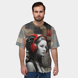 Футболка оверсайз мужская Девушка футуристичных наушниках, цвет: 3D-принт — фото 2