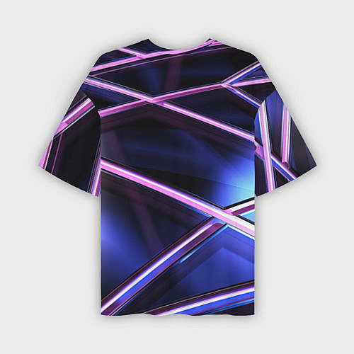 Мужская футболка оверсайз Фиолетовая геометрическая абстракция / 3D-принт – фото 2