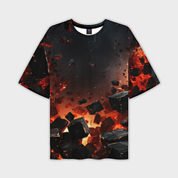Мужская футболка оверсайз Взрыв плит и огонь